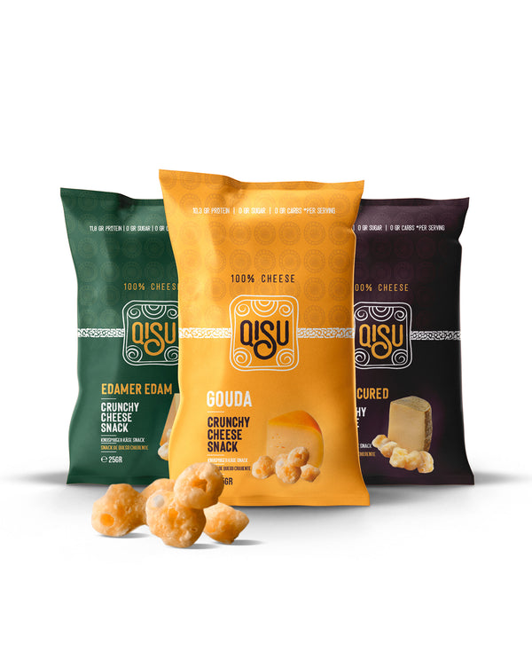 QISU | Mezcla de frutos secos 50g | Paquete x 3 | Gouda, Edam, Semicurado